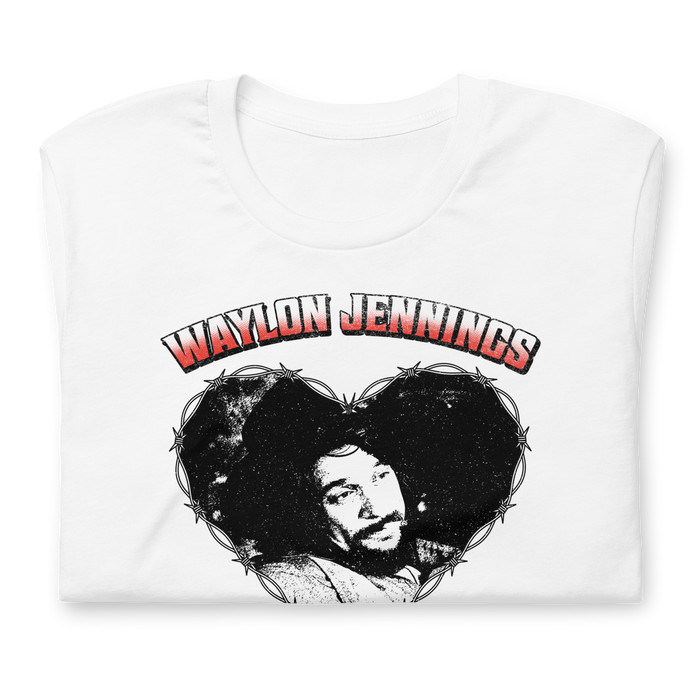 Stakes - Waylon Jennings Ladies Love Outlaws T-Shirt - White