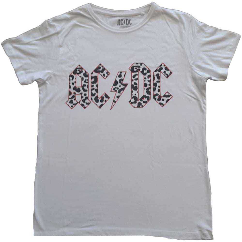 AC/DC - Mono Leopard Print Logo - T-Shirt White
