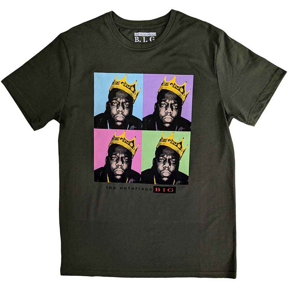 Biggie Smalls - Crown Pop Art - T-Shirt Green