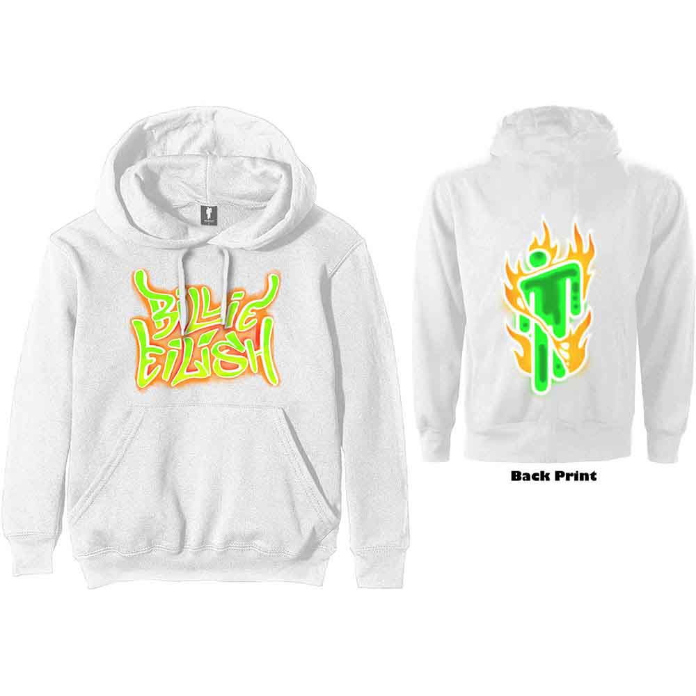 Billie Eilish - Airbrush Flames Blohsh - Sweatshirt White