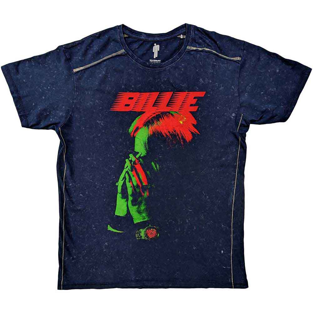 Billie Eilish - Hands Face - T-Shirt Blue