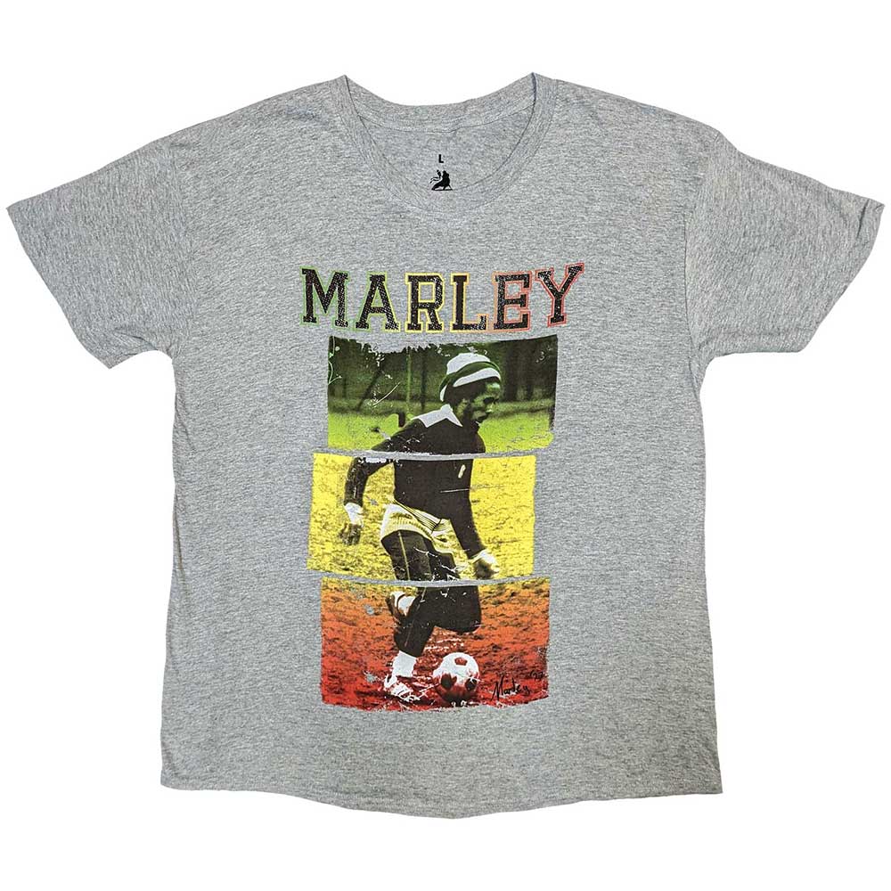 Bob Marley - Football Text - T-Shirt Grey