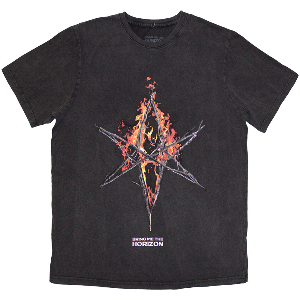 Bring Me The Horizon - Flame Hex & Text Logo - Grey