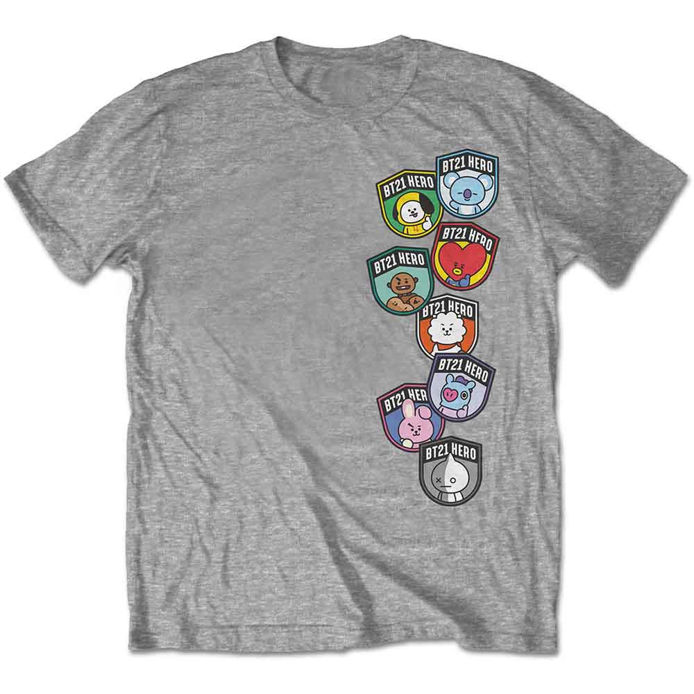 BT21 - Badges - T-Shirt Grey