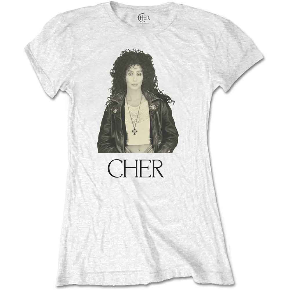 Cher - Leather Jacket - T-Shirt White