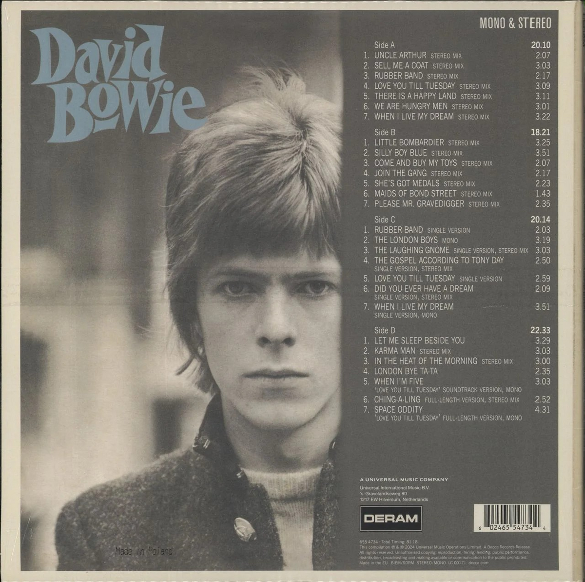 David Bowie - David Bowie (Limited Edition, Cream & Green Swirl Colored Vinyl) (2 Lp's) - Vinyl