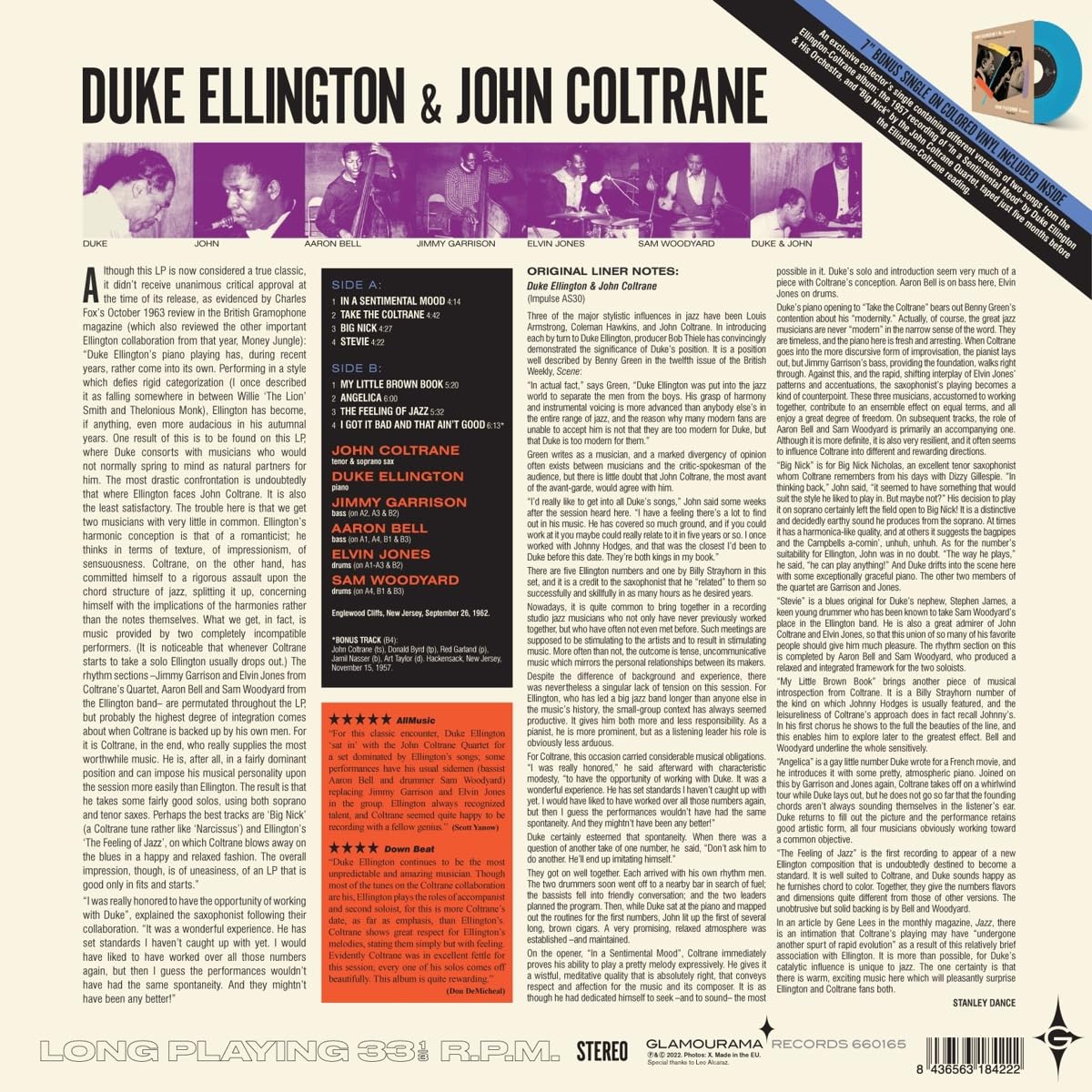 Duke Ellington & John Coltrane - Duke Ellington & John Coltrane (180 Gram Blue Colored Vinyl with Bonus 7-Inch) [Import] - Vinyl