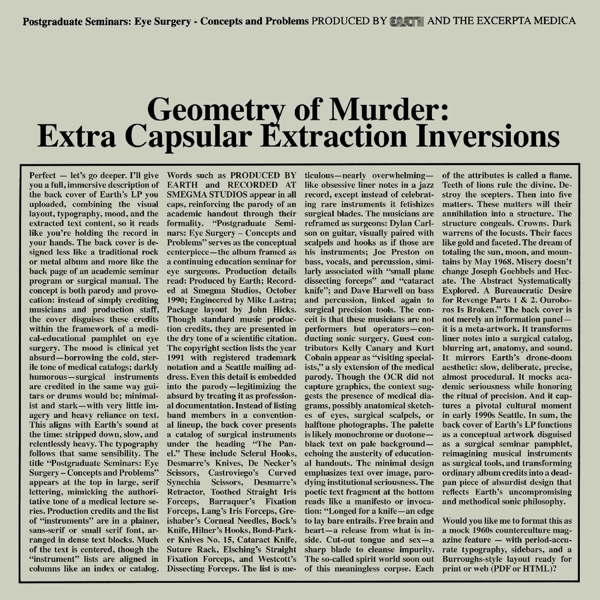 Earth X Black Noi$E - Geometry Of Murder: Extra Capsular Extraction Inversions (Crystal Clear Vinyl) - Vinyl