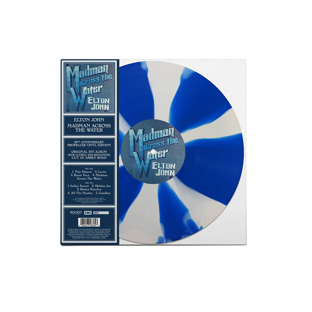 Elton John - Madman Across The Water: 50th Anniversary (Limited Edition, Blue & White Propeller Colored Vinyl) - Vinyl