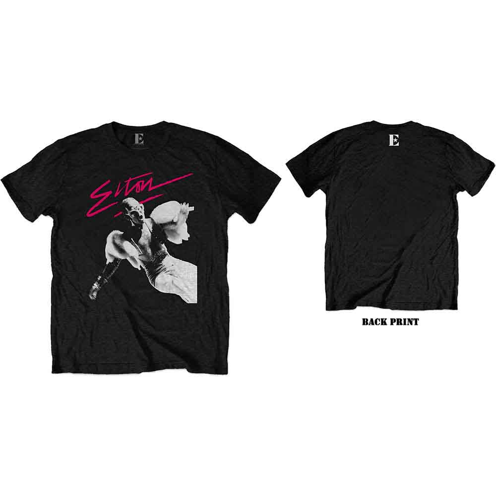 Elton John - Pink Brush - T-Shirt Black