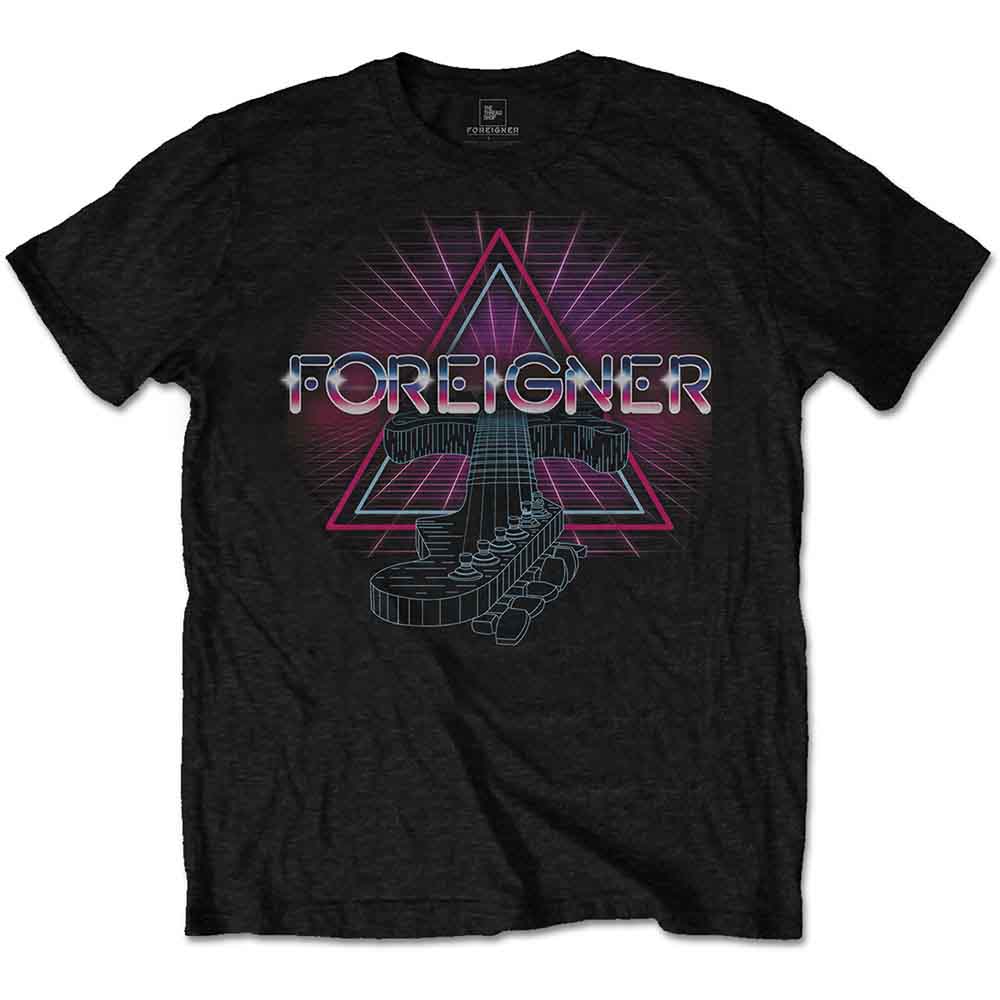 Foreigner - Neon Guitar - T-Shirt Black