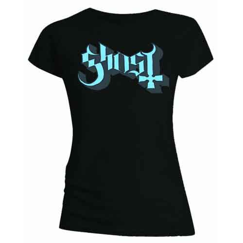 Ghost - Blue/Grey Keyline Logo - T-Shirt Black