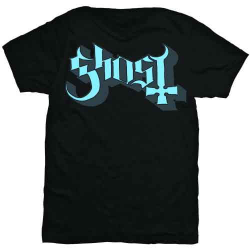 Ghost - Blue/Grey Keyline Logo - T-Shirt Black