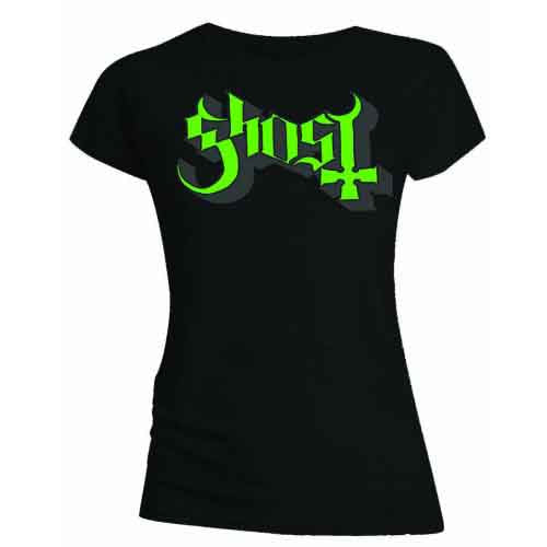 Ghost - Green/Grey Keyline Logo - T-Shirt Black