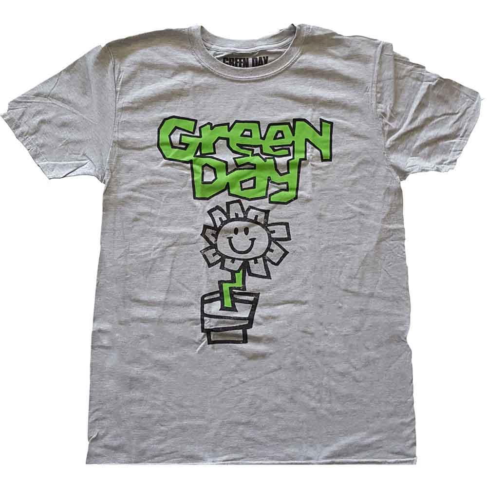 Green Day - Flower Pot - T-Shirt Grey