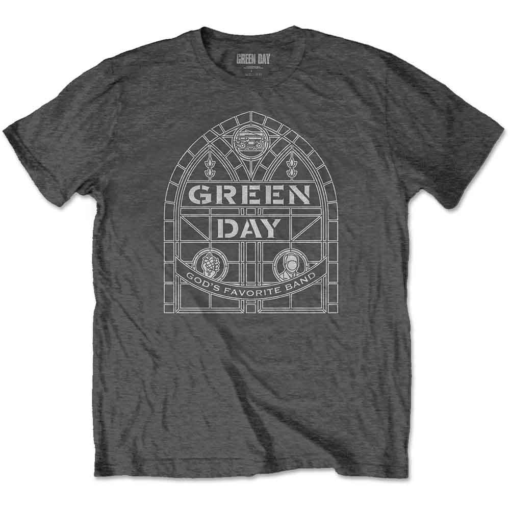 Green Day - Stained Glass Arch - T-Shirt Grey