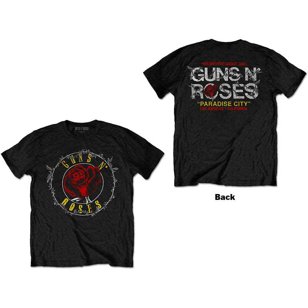 Guns N' Roses - Rose Circle Paradise City - T-Shirt Black