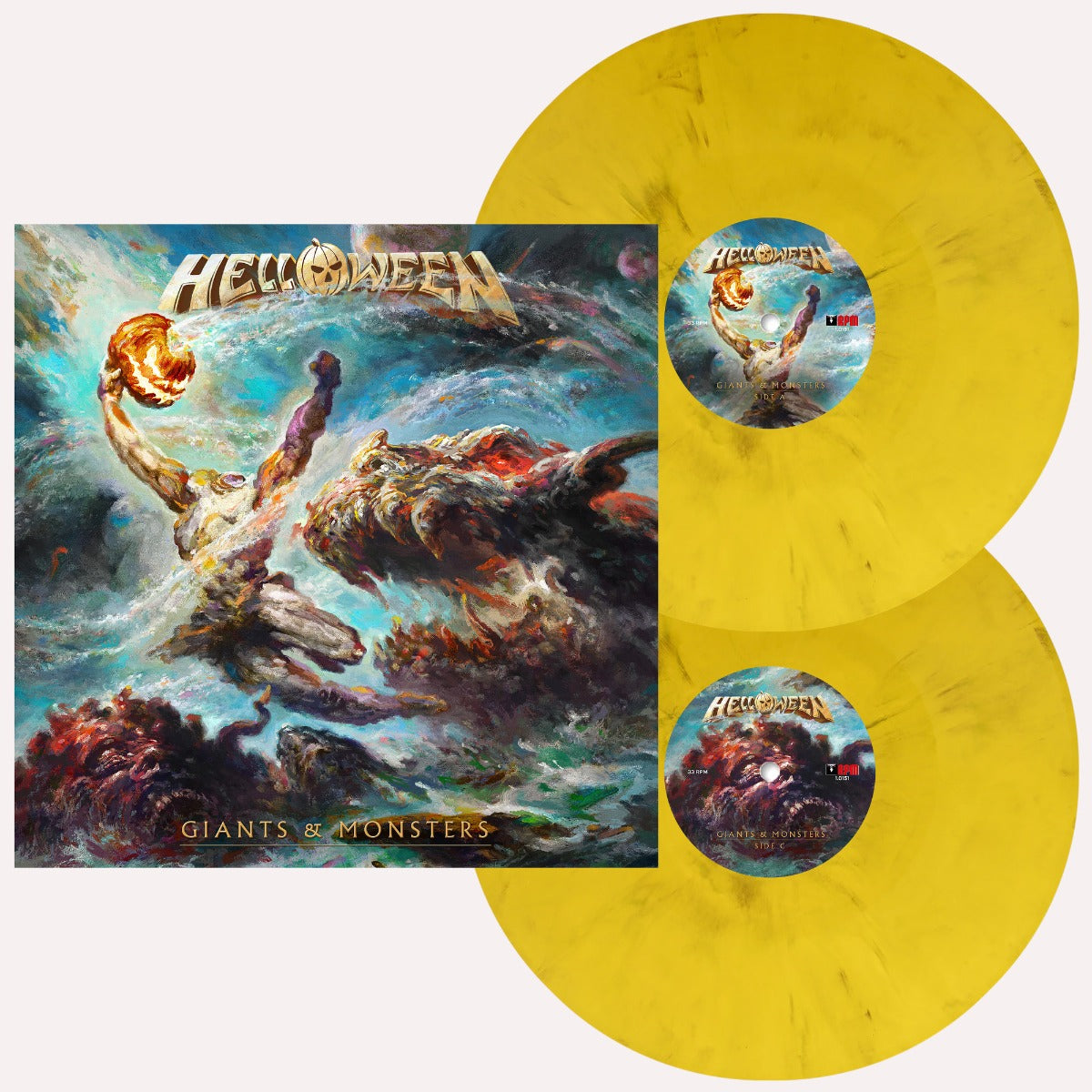 Helloween - Giants & Monsters (Indie Exclusive) (Yellow Marble Vinyl) (Pumpkin Etching & Booklet) [2LP] - Vinyl