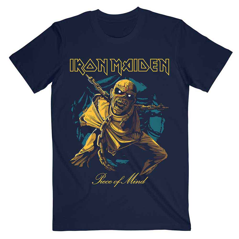 Iron Maiden - Piece of Mind Gold Eddie - T-Shirt Blue