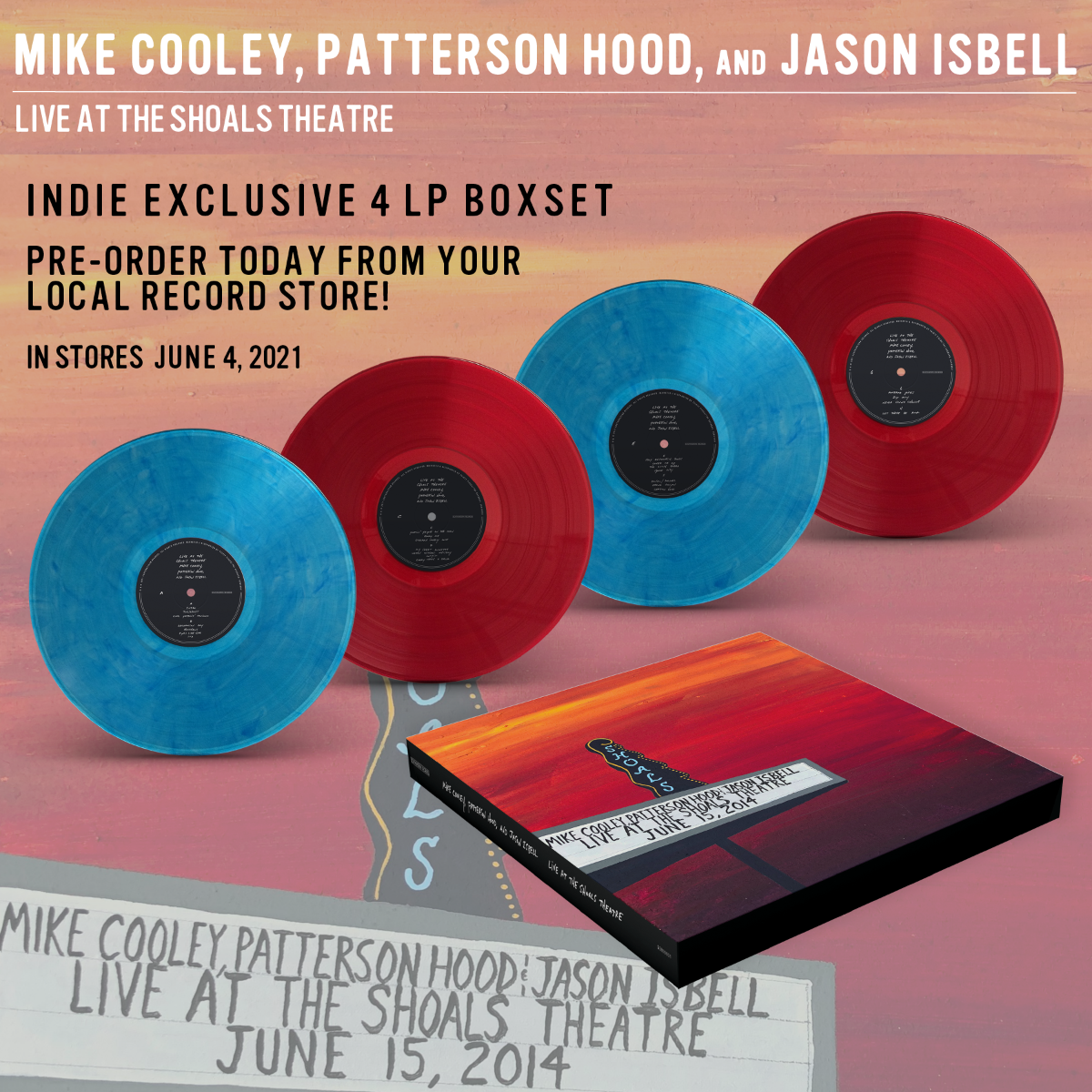 Jason Isbell, Mike Cooley, Patterson Hood - Live At The Shoals Theatre (Oversize Item Split, Indie Exclusive) - Vinyl