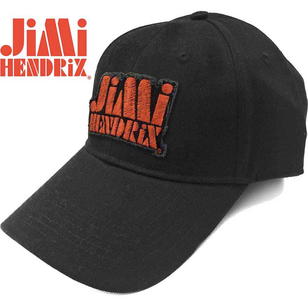 Jimi Hendrix - Orange Stencil Logo - Hat Black
