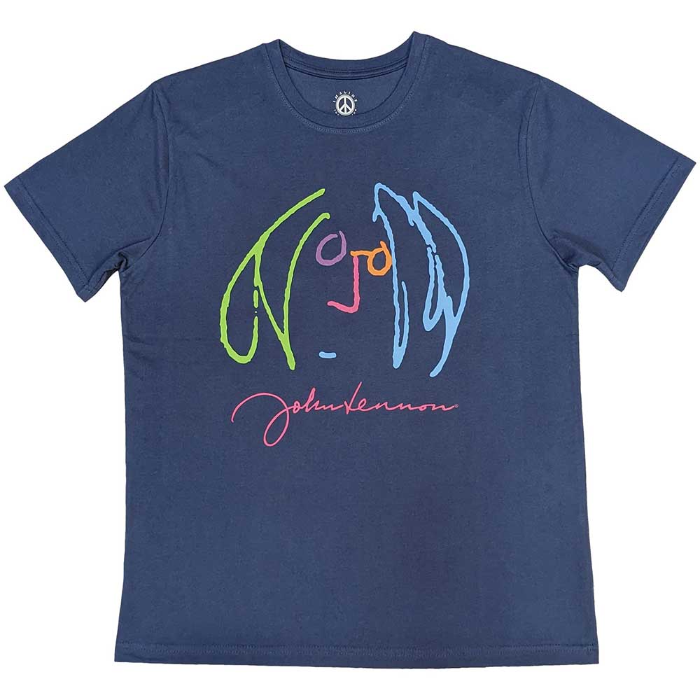 John Lennon - Self Portrait Full Colour - T-Shirt Blue