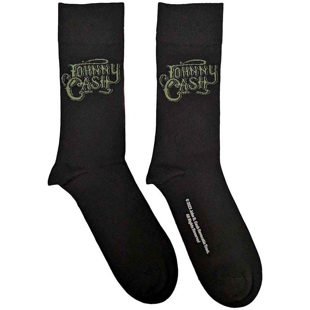 Johnny Cash - Text Logo - Socks Black