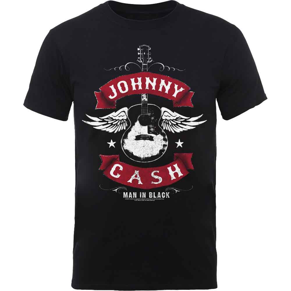 Johnny Cash - Winged Guitar - T-Shirt Black