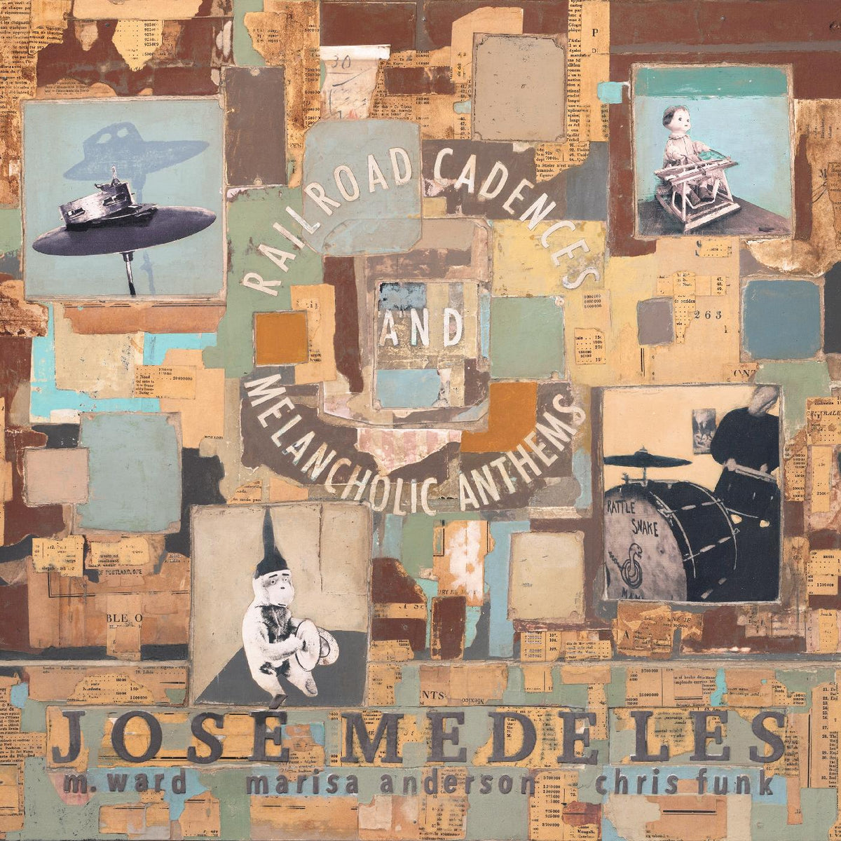 Jose w/ M. Ward Medeles - Railroad Cadences & Melancholic Anthems (CLEAR W/ BLACK SMOKE VINYL) - Vinyl