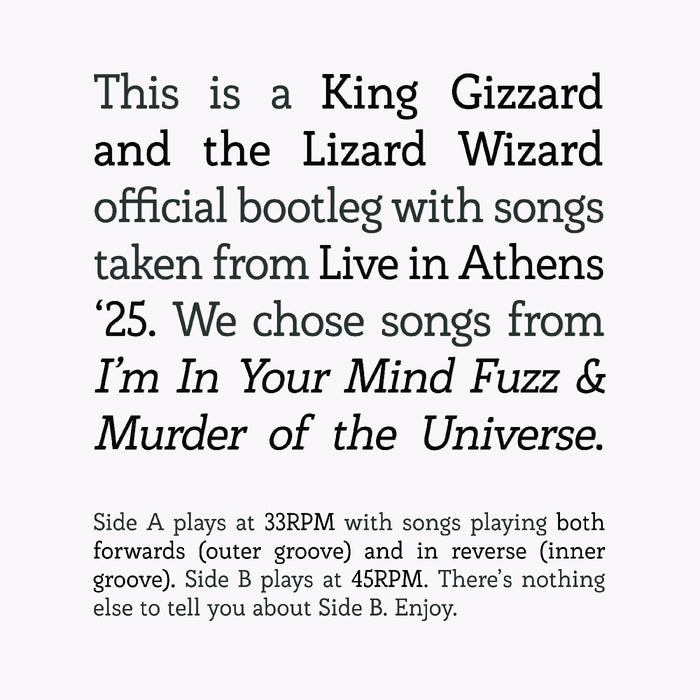 King Gizzard and the Lizard Wizard - Songs From I'M In Your Mind Fuzz & Murder Of The Universe Live In Athens '25 - Vinyl