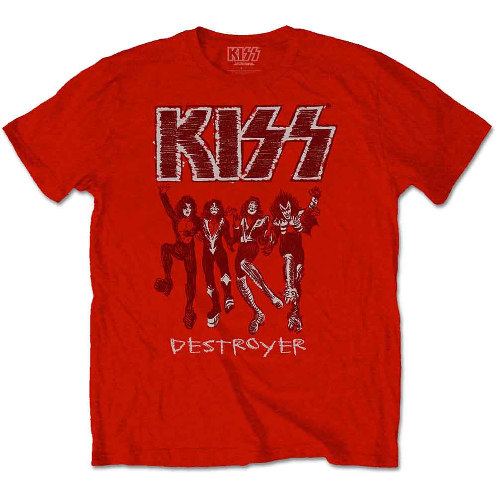 Kiss - Destroyer Sketch - T-Shirt Red