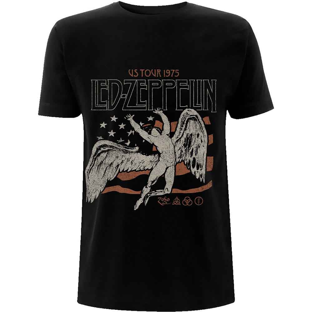Led Zeppelin - US 1975 Tour Flag - T-Shirt Black