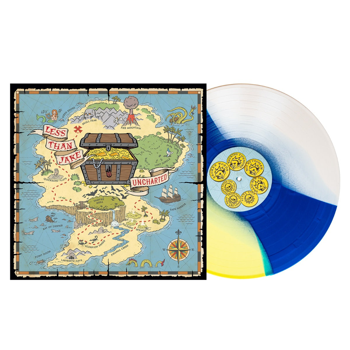 LESS THAN JAKE - Uncharted (Indie Exclusive, Easter Yellow/Blue/Bone Tri-Stripe Colored Vinyl) - Vinyl