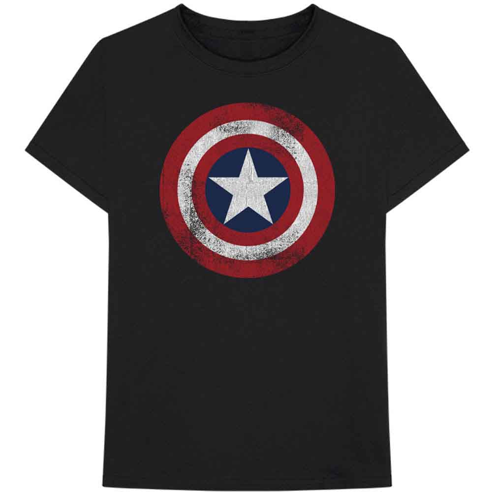 Marvel Comics - Captain America Distressed Shield - T-Shirt Black