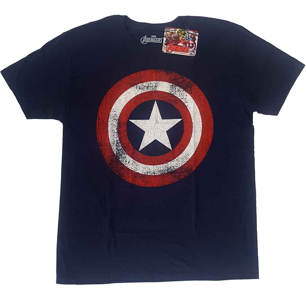 Marvel Comics - Captain America Distressed Shield - T-Shirt Blue