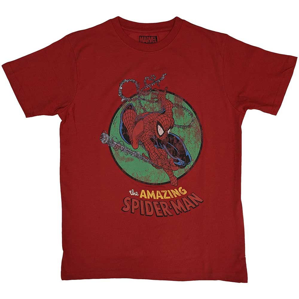 Marvel Comics - Spiderman Shooting Webs - T-Shirt Red
