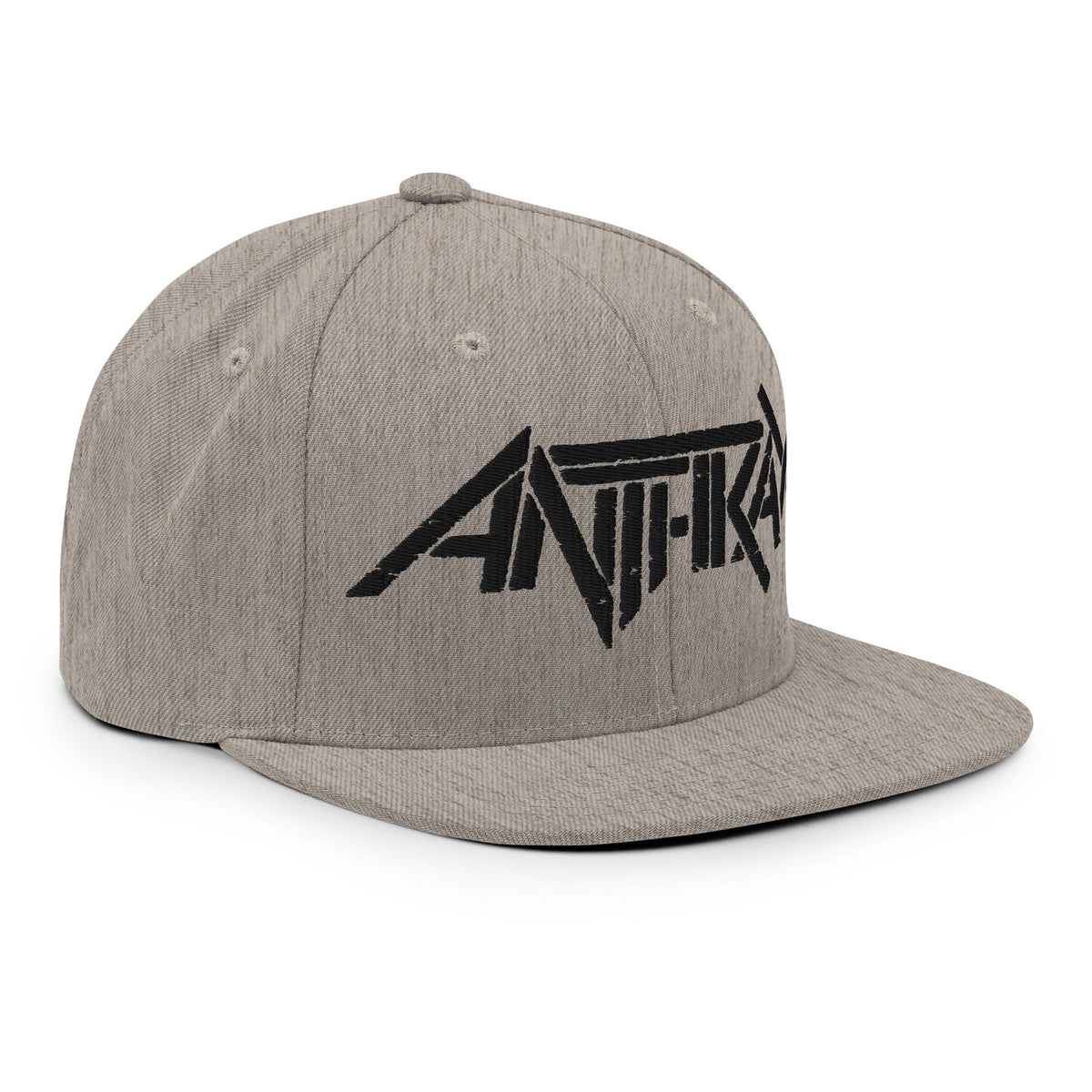 Merch Moment - Anthrax - Black on Gray Snapback HD Embroidered Hat -