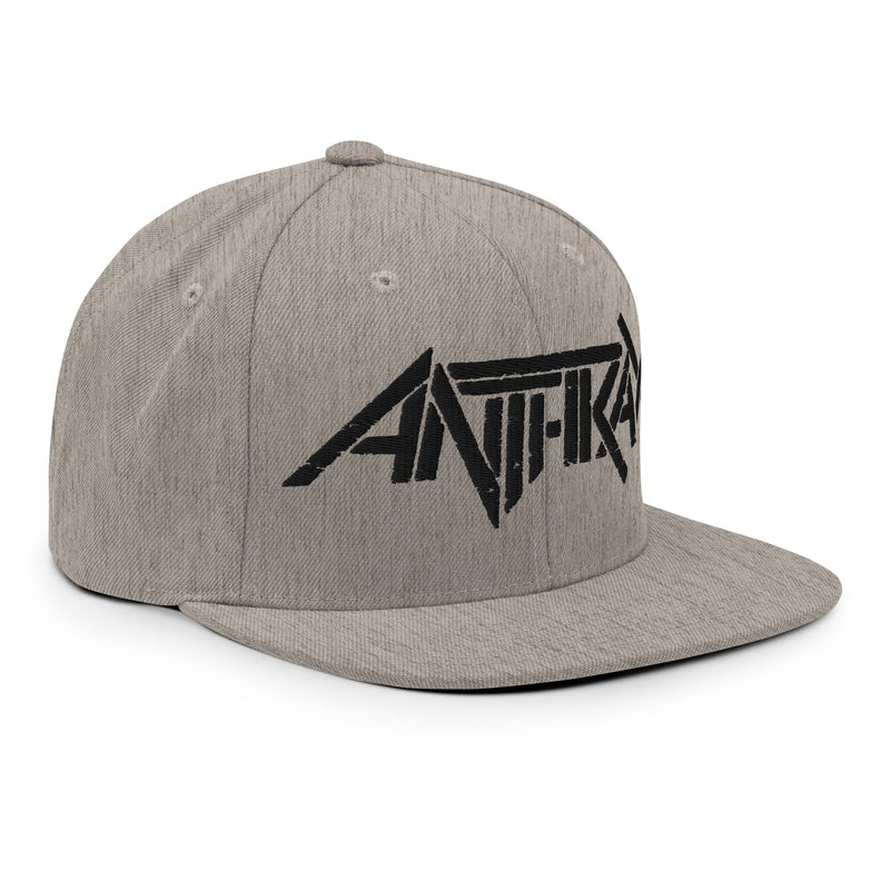Merch Moment - Anthrax - Black on Gray Snapback HD Embroidered Hat -
