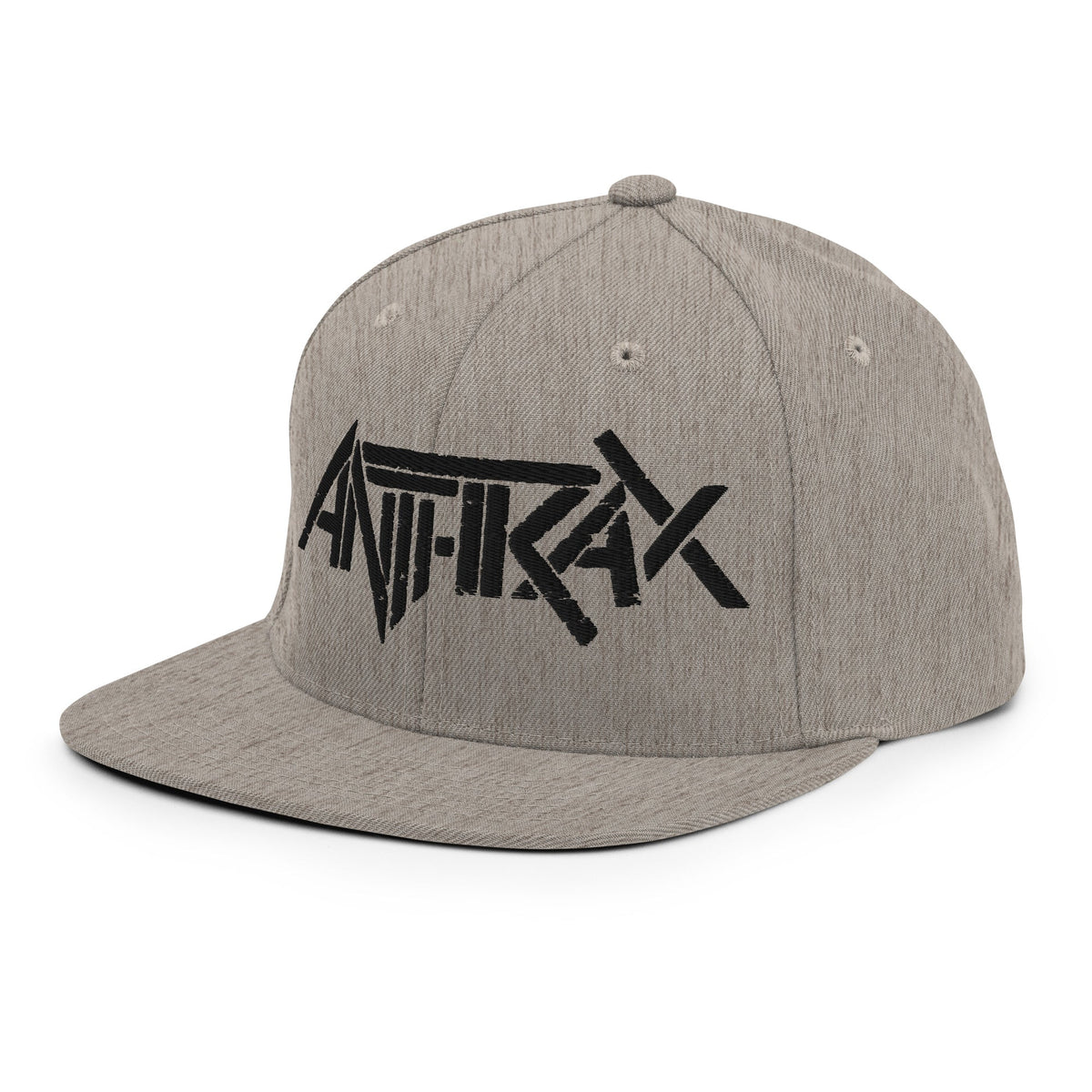 Merch Moment - Anthrax - Black on Gray Snapback HD Embroidered Hat -