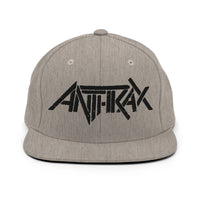 Merch Moment - Anthrax - Black on Gray Snapback HD Embroidered Hat -