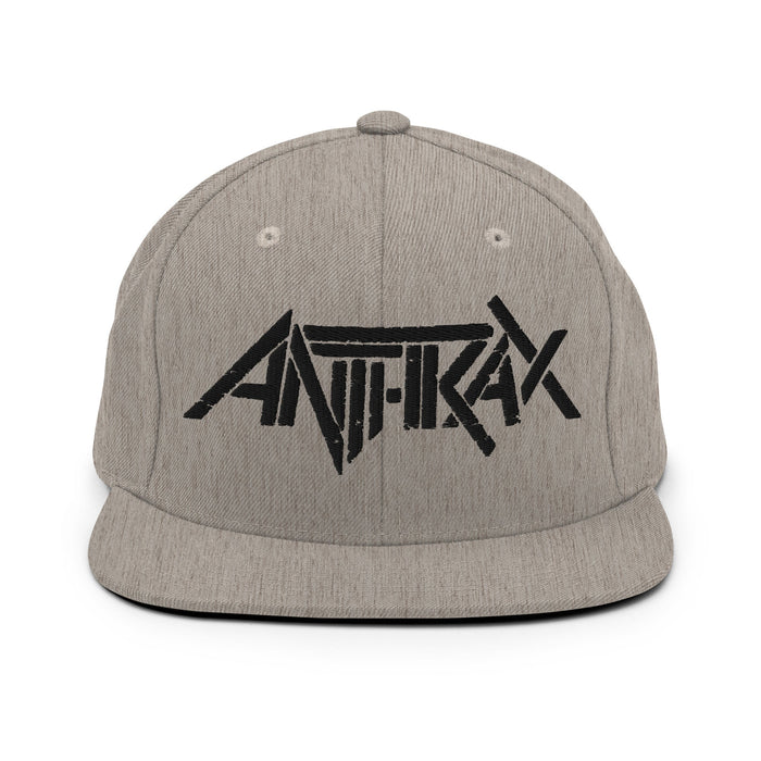 Merch Moment - Anthrax - Black on Gray Snapback HD Embroidered Hat -