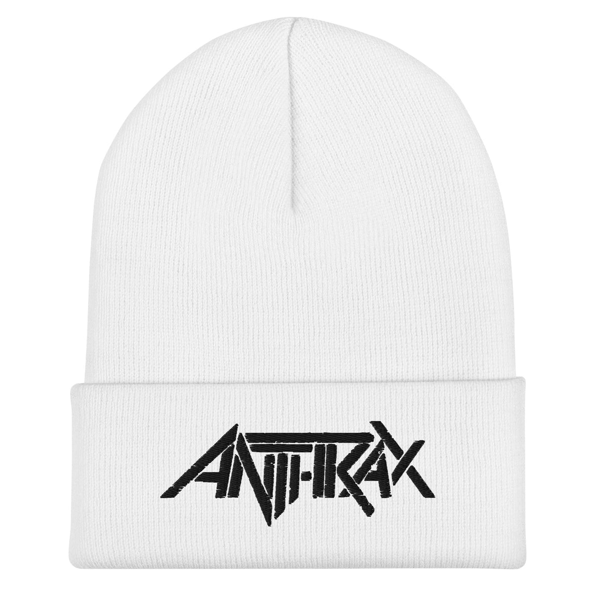 Merch Moment - Anthrax - Black on White Cuffed HD Embroidered Beanie -