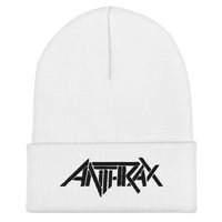 Merch Moment - Anthrax - Black on White Cuffed HD Embroidered Beanie -