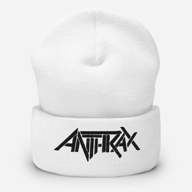 Merch Moment - Anthrax - Black on White Cuffed HD Embroidered Beanie -