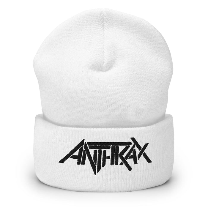 Merch Moment - Anthrax - Black on White Cuffed HD Embroidered Beanie -