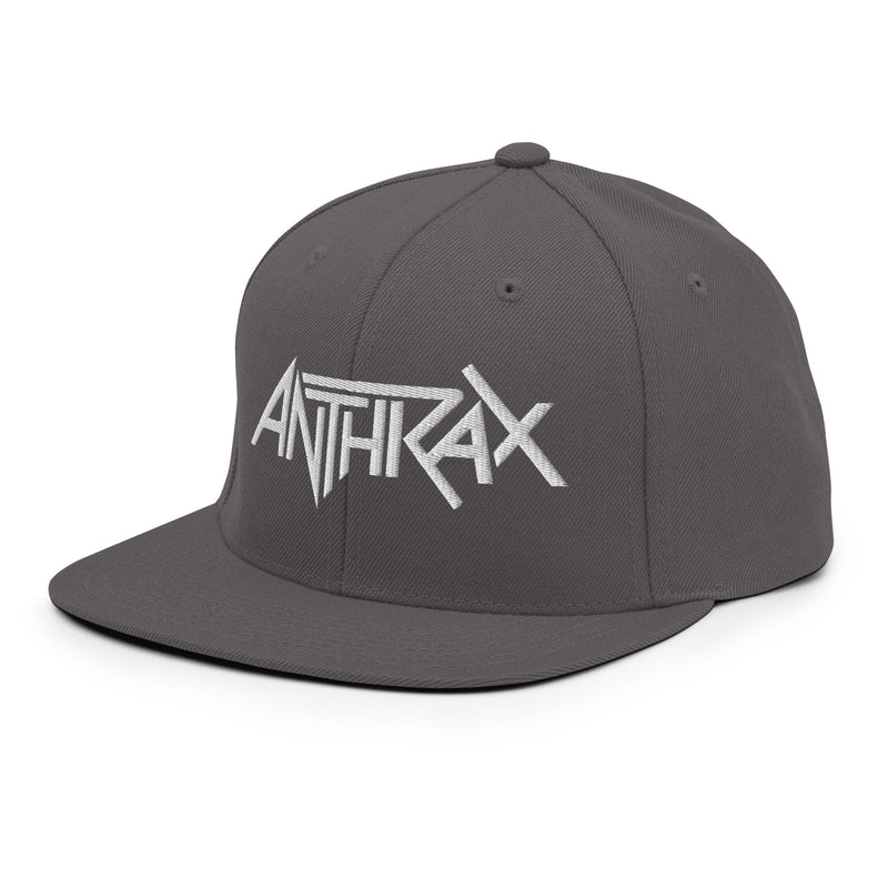 Merch Moment - Anthrax - White on Gray Snapback HD Embroidered Hat -