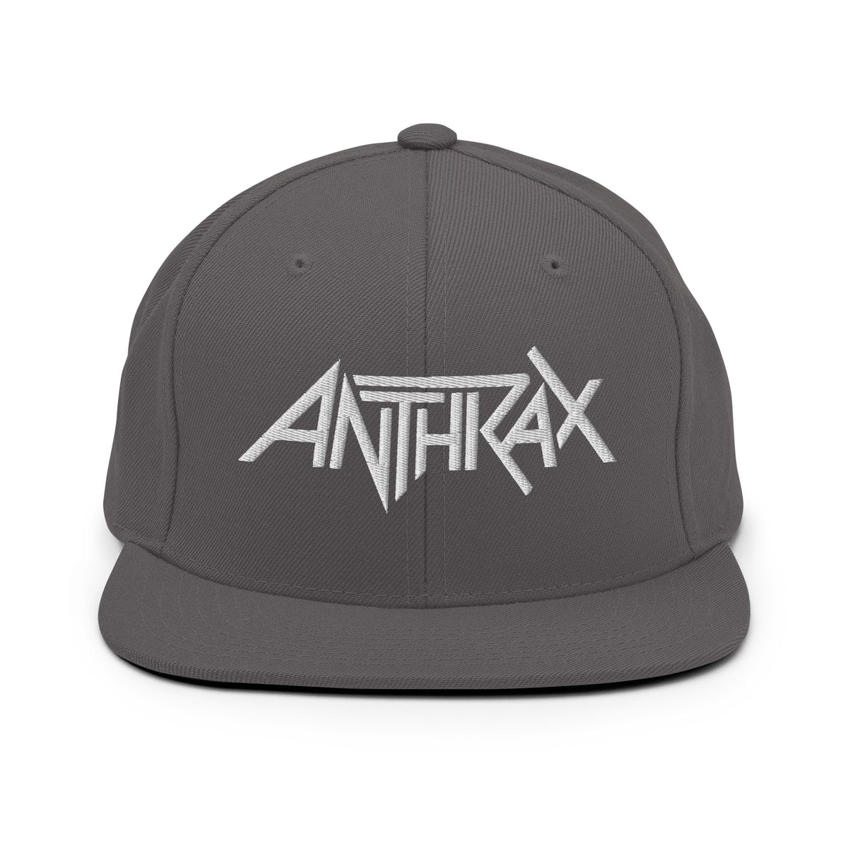 Merch Moment - Anthrax - White on Gray Snapback HD Embroidered Hat -
