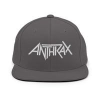 Merch Moment - Anthrax - White on Gray Snapback HD Embroidered Hat -