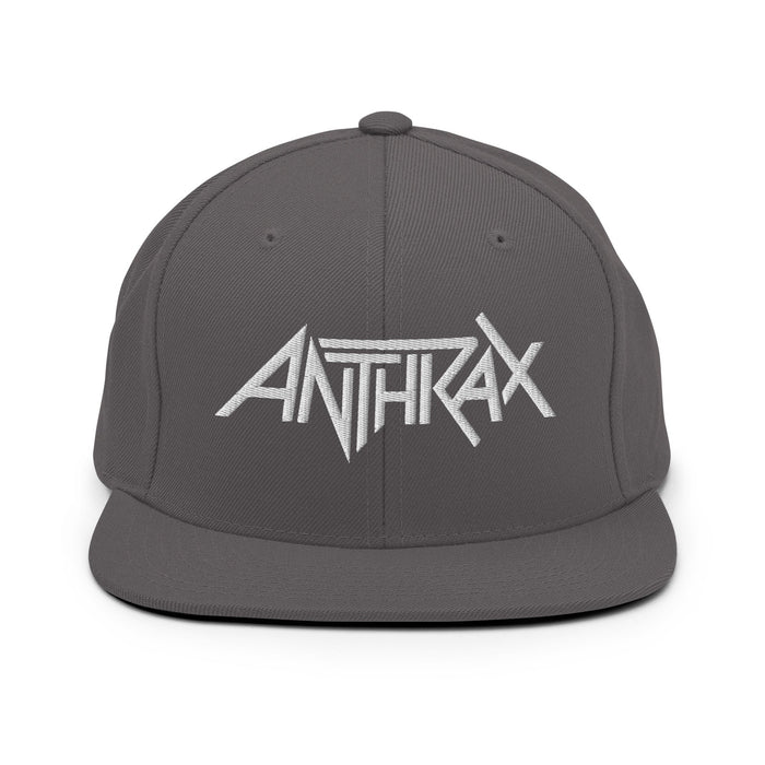 Merch Moment - Anthrax - White on Gray Snapback HD Embroidered Hat -