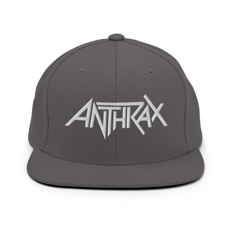 Merch Moment - Anthrax - White on Gray Snapback HD Embroidered Hat -